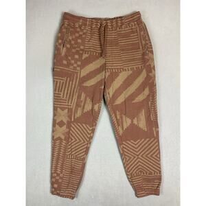Stance Sweatpants Mens L Brown Geometric Tapered Elastic Waist Fleece‎ Jogger